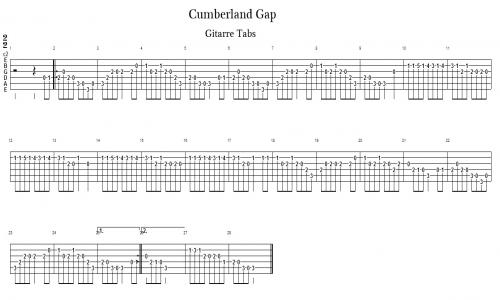 Cumberland Gap-Gitarre Tabs