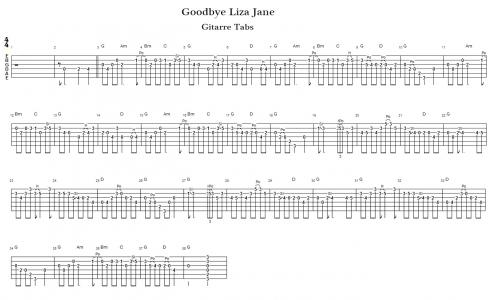 Goodbye Liza Jane - Gitarre Tabs