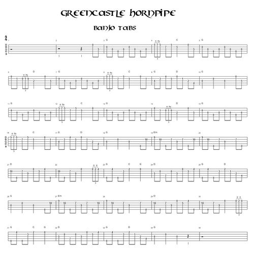 Greencastle Hornpipe Banjo Tabs