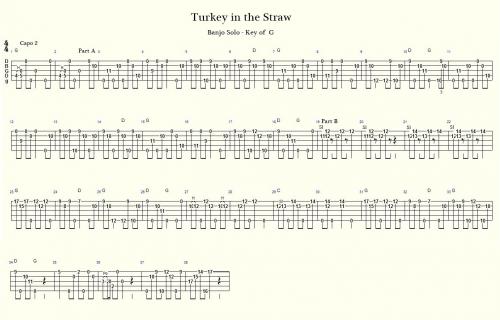 Turkey in the Straw Banjo Tabs