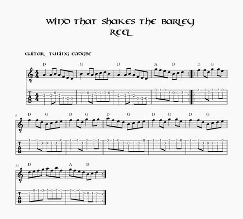 Wind the shakes the Barley - Gitarre Tabs